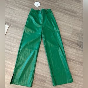 FAUX leather green pants